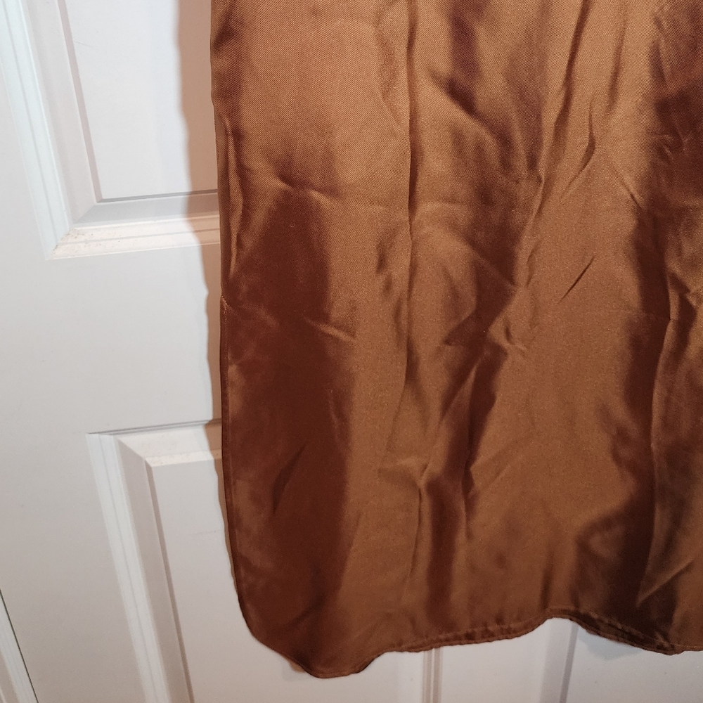 Loulou De Saison Nada Bronze Brown Sleeveless Maxi Dress 100% Silk Small - Picture 5 of 10